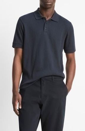 Vince Textured Stretch Cotton Polo in Coastal Blue at Nordstrom Rack, Size Small