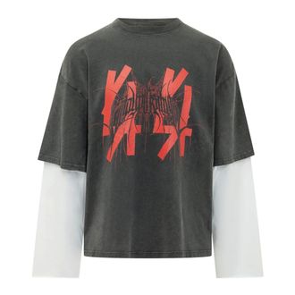 44 Label Group Over Double T-shirt - Heren - Tops - Zwart - Maat: XS Katoen