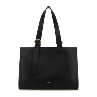 Jil Sander Tote Bags, female, Black, Size: ONE SIZE Leather Shopping Bag