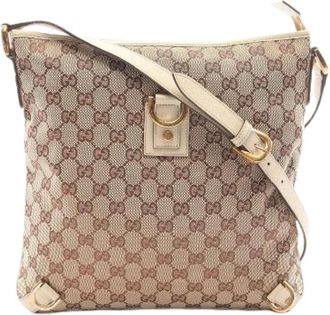 Gucci Pre-owned Abbey GG Canvas Leren Schoudertas - Dames - Vintage Schoudertas - Bruin - ONE Size - Leer - Vintage
