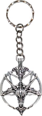 Generic Satan Goat Keyring Pentagram Gothic Pagan Keychain Pentacle Baphomet Ram Satanic Hell Devil Occult Witch Craft Keys Ring Chain Witchycraft Emo Silver 