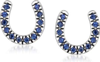 Ross-Simons Sapphire Horseshoe Earrings in Sterling Silver