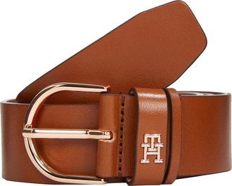 Tommy Hilfiger Lederg&uuml;rtel TOMMY HILFIGER ESSENTIAL EFFORTLESS 3.5 cm breit, Damen, Gr. 70, braun (cognac), Rindsleder, unifarben, G&uuml;rtel Lederg&uuml;rtel, Ovale Einfachd