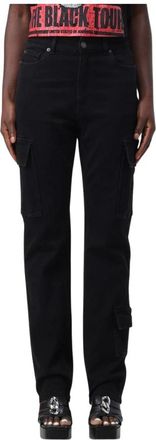 Twinset Cargo Denim en Lurex Broek - Dames - Regular Fit Jeans - Zwart - W28 - Denim - Jeans
