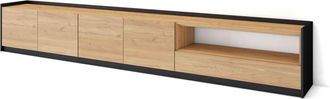 Skraut Home Mueble tv efecto madera roble y negro 310x37x50cm