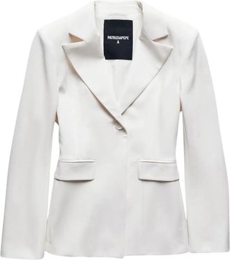 Patrizia Pepe Slim-Fit Gabardine Blazer - Dames - Blazers - Wit - M - Leer - Jassen
