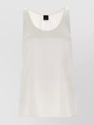 Pinko sleeveless scoop neck lightweight side slits top