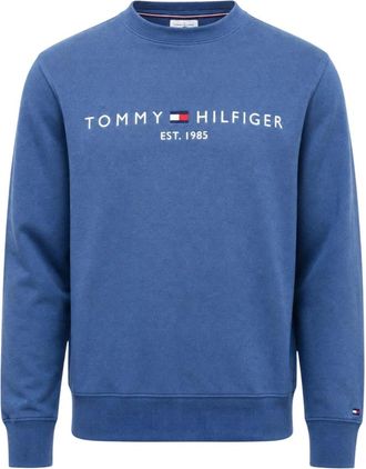Tommy Hilfiger Logo Fleece Crew Neck Sweatshirt - Heren - Sweatshirts - Blauw - 2XL - Katoen - Hoodies & sweatvesten