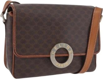 Celine Pre-owned Cross Body Bags, female, Brown, Size: ONE SIZE Pre-owned Vintage Macadam Canvas Shoulder Bag