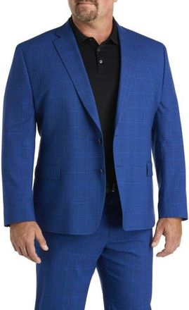 Michael Kors Big & Tall Windowpane Suit Jacket in Blue at Nordstrom, Size 52