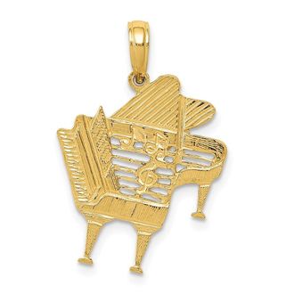 Diamond2Deal 14k Yellow Gold Baby Grand Piano Pendant
