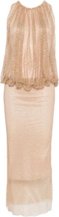 Sportmax Midi-jurk verfraaid met kristallen - Beige