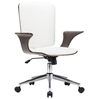 vidaXL Vidaxl - Silla De Oficina Giratoria Cuero Sint&eacute;tico Madera Curva Blanco
