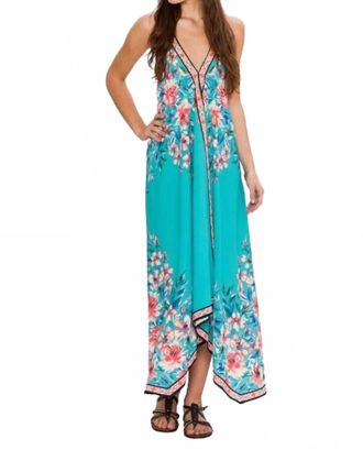 Flying Tomato Floral Print Halter Dress In Jade
