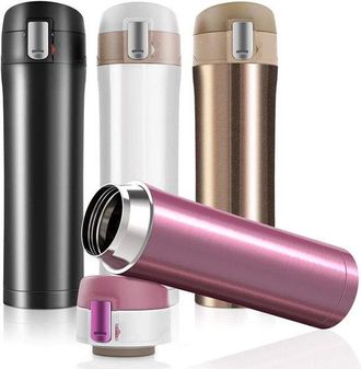 OEM Botella T&eacute;rmica De Doble Capa, Botella De Agua Aislada De Acero Inoxidable De 500 Ml, Vaso Reutilizable, 22,5 X 6,5 Cm, Negro, 22,5 X 6,5 Cm