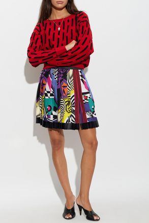 Versace Silk Skirt With Teatro Print, Womens, Multicolour