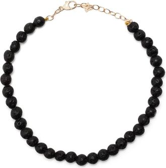 Mateo Bijoux 14kt yellow gold lava rock bracelet - men - 14k Gold Plated Brass - One Size - Black