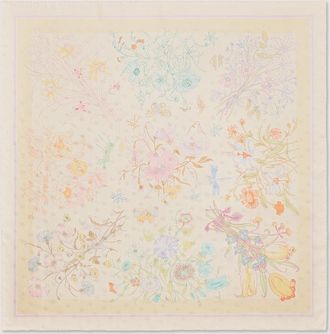 Gucci Printed Double G Silk Jacquard Carr&eacute;, White