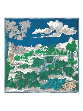 Inou&iuml; Editions Histoire scarf - unisex - Silk - One Size - Blue