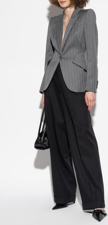 Alexander McQueen Wool Blazer With Herringbone Pattern, Womens, Grey