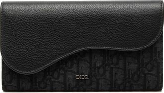 Dior Black Canvas Leather Long Wallet (Bi-Fold) (Pre-Owned)