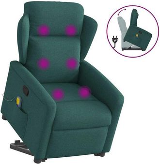 vidaXL Vidaxl - Silla De Masaje Reclinable De Pie De Tela Verde Oscura