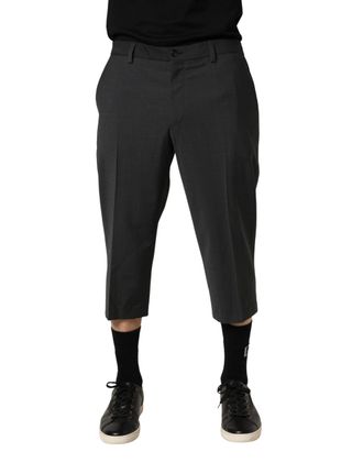 Dolce & Gabbana Mens Cropped Wool Chinos Gray Elastane Polyester