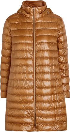 Herno Panelled Padded Hooded Shell Jacket - Camel - 48 (UK16 / XL)