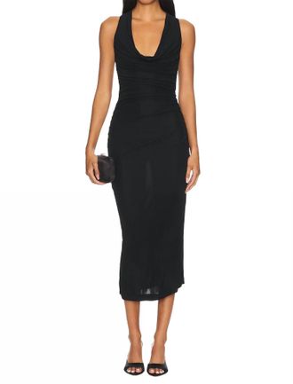 Amanda Uprichard Kahlo Cowl Midi Dress In Black