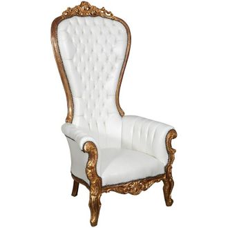 Biscottini International Louis Xiv French Style Solid Beech Wood Made Throne Style Armchair