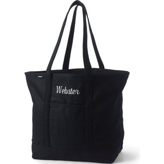 Lands End Lands End Canvas Open Top Tote Bag Regular & Long Handle Carry All - Stylish for Work Travel Beach Errands Great Gift in