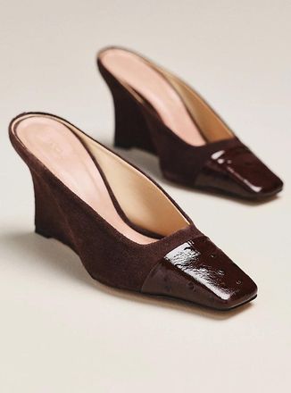 Maeve Leather Toe Cap Wedge Mules