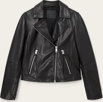 AllSaints Dalby Slim Fit Leather Biker Jacket