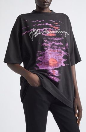 Balenciaga Dream Distressed Cotton Jersey Graphic T-Shirt in 1000 Black at Nordstrom, Size X-Large