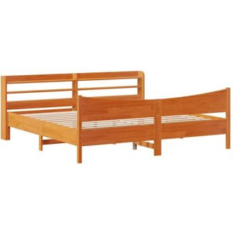 vidaXL Vidaxl - Estructura Cama Con Cabecero Madera Pino Marr&oacute;n Cera 180x200 Cm