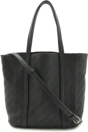 Balenciaga Pre-owned Tote Bags, female, Black, Size: ONE SIZE Pre-owned Everyday Leather 2way Tote Bag