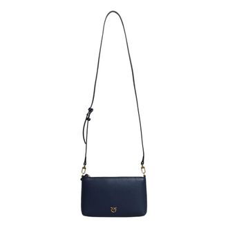 Pinko Flat Horizontal Mini - Dames - Schoudertassen - Blauw - ONE Size - Leer - Tassen
