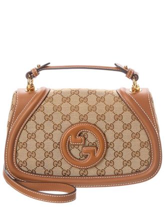 Gucci Blondie Medium Top Handle Gg Canvas & Leather Shoulder Bag