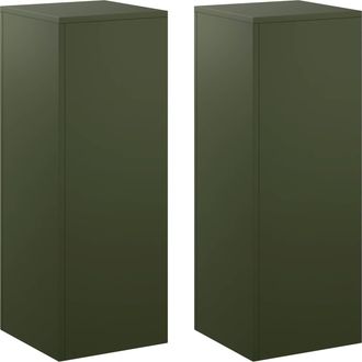vidaXL Soporte De Plantas 2 Pcs Verde Oliva 30 X 30 X 80 Cm Acero Vidaxl