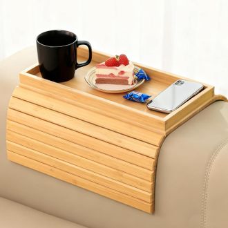 OEM Bandeja De Madera Antideslizante Y Plegable Para Sof&aacute;, Respaldo O Reposabrazos, Tambi&eacute;n Apta Como Mesa Auxiliar O Mesa Para Sill&oacute;n, Ideal Para Colocar