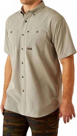 Ariat Mens Rebar Made Tough 360 Airflow Short Sleeve Work Shirt In Wild Dove