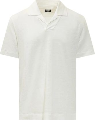 Ermenegildo Zegna Oasi Lino Polo - Heren - Polos - Wit - 2XL - Linnen - Tops