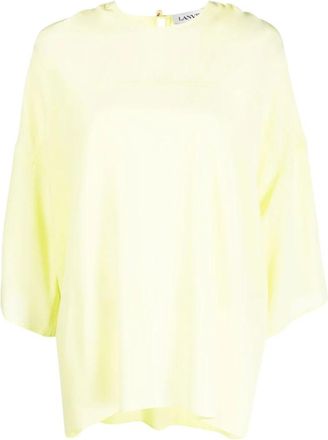 Lanvin Blouse met ronde hals en citroenprint - Dames - Blouses - Beige - XS - Overhemden