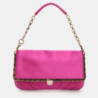 Nina Ricci Pink Satin Baguette Frame Bag