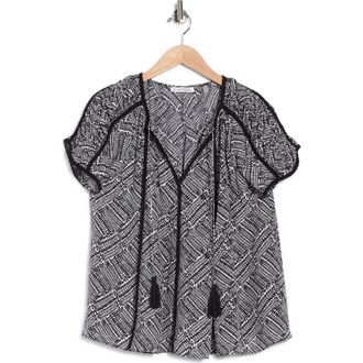 Elie Tahari The Juliana Print Silk Top in Geo Leaf at Nordstrom Rack, Size X-Small