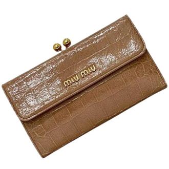 Miu Miu Pre-owned Bi-fold Portemonnee - Dames - Vintage Accessoires - Bruin - ONE Size - Leer - Vintage