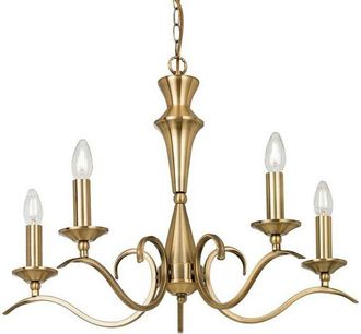 Loops Hanging Flush Ceiling Pendant 5 Light ANTIQUE BRASS Chandelier Lamp Bulb Holder
