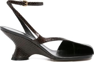 Dries Van Noten 80mm Snakeskin Sculpted-Heel Sandals - Womens - Calf Leather