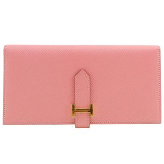 Herm&egrave;s Pink Rose Confetti Epsom Leather Long Wallet (Bi-Fold) (Pre-Owned)