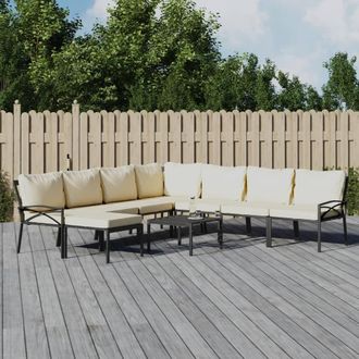 vidaXL Juego De Muebles De Jard&iacute;n 9 Piezas Acero Y Cojines Color Arena Vidaxl
